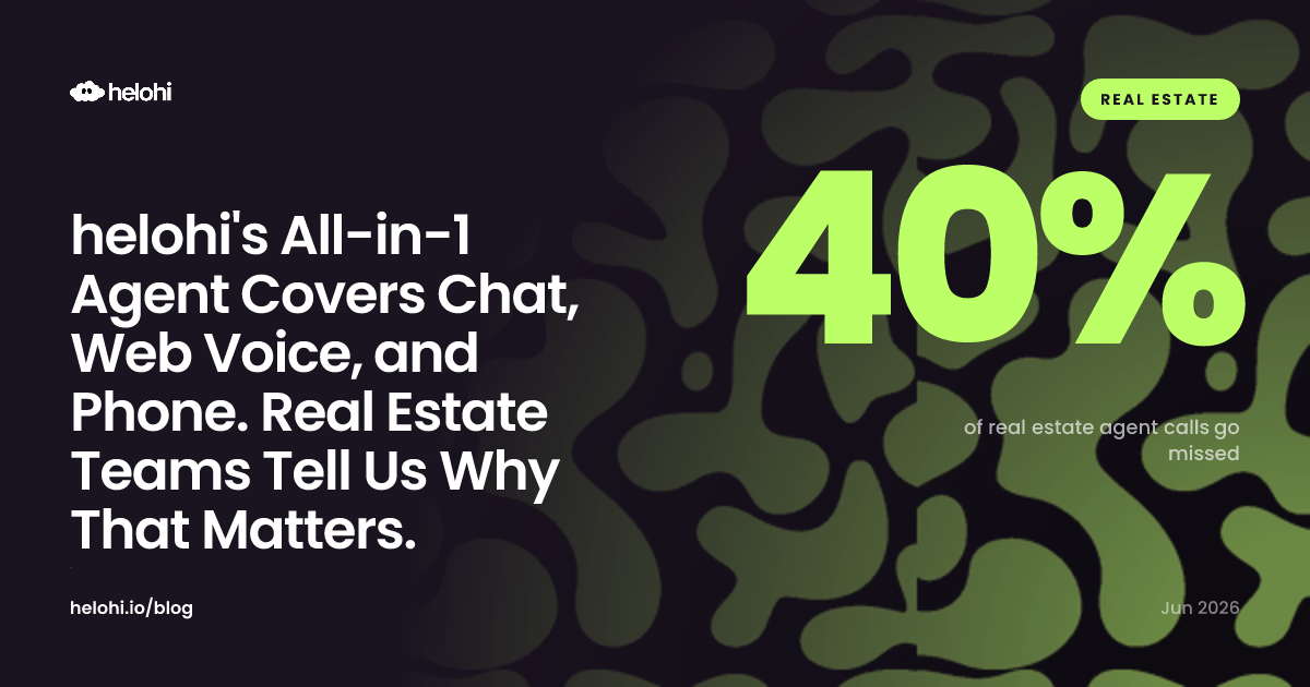 helohi's All-in-1 Agent Covers Chat, Web Voice, and Phone. Real Estate Teams Tell Us Why That Matters.